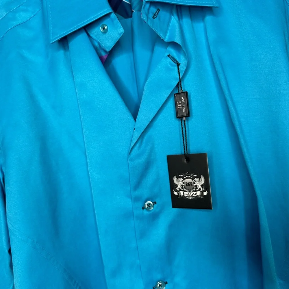 RGB Black Label Men’s XL Blue Dress Shirt (cotton/microfiber) NWt - Picture 6 of 7